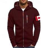 abordables sudaderas basicas hombre-Hombre Sudadera Sudadera con capucha y cremallera completa Negro Blanco Vino Verde Ejército Azul Marino Con Capucha Bandera Cremallera Bolsillo Deporte Diario Festivos Poliéster Ropa de calle Básico