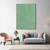 levne Abstraktní malby-Ručně malovaná olejomalba na plátně, nástěnná dekorace, minimalistická zelená, abstraktní, nika, pro domácí dekorace, napnutý rám, závěsný obraz/rolovaný bezrámový, nenapnutý obraz