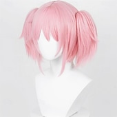 cheap Party Wigs-Cosplay Wig Pink Ponytail Wigs with Bangs Cute Lolita Pigtails Wig for Women Girls Halloween Party