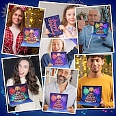 abordables Decoración y lámparas de noche-Tarjetas de cumpleaños, tarjetas de felicitación con fuegos artificiales emergentes en 3D, musicales &amp;Tarjeta de regalo de cumpleaños con luces LED, regalo de feliz cumpleaños