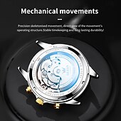 abordables Relojes mecánicos-OLEVS Hombre Relojes Mecánico Al Aire Libre Moda Reloj Casual Reloj de Muñeca Cuerda Automática Pantalla de fase lunar Luminoso Calendario perpetuo Acero Reloj