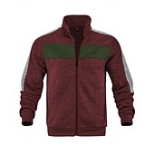 preiswerte Lässige Jacken-Herren Freizeitjacke Collegejacke Urlaub Täglich Atmungsaktiv Tasche Frühling Herbst Farbblock Mode Klassisch Stehkragen Regulär Schwarz Rote Grün Hellgrau Dunkelgray Jacken