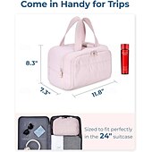 お買い得  収納＆整理-大容量で大きく開く旅行用コスメバッグ、ダブルジッパー付き、女性用高級化粧品オーガナイザー、旅行や日常使いに最適なポータブルトイレタリーバッグ