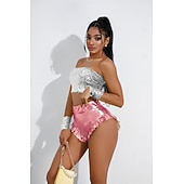 preiswerte Unterteile-Retro Vintage 1980er Glänzend Metallisch Shorts Hotpants Disco Einfarbig Kostüm Damen Karnevalskostüm Karneval Club Pride Parade Pride-Monat Erwachsene Shorts