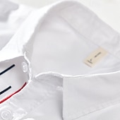abordables Men's Casual Shirts-Men's Shirt Summer Shirt Casual Shirt Beach Shirt Button Up Shirt White Pink Gray Light Blue Long Sleeve Plain Lapel Vacation Hawaiian Clothing Apparel 100% Cotton Fashion Casual Comfortable