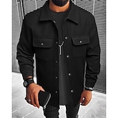 abordables Manteaux &amp; vestes-Homme Veste Légère Chemise Veste Veste Décontractée Chemise Vacances Quotidien Respirant Avec Poches Printemps Automne Uni Mode Classique Revers Régulier Noir bleu marine Kaki Gris Claire Vert
