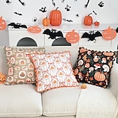 billige Putetrekk-1 stk. halloween putetrekk, gresskar geometrisk uformelt firkantet glidelås tradisjonell klassisk