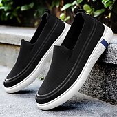 billiga Slip-ons och loafers till herrar-Beige stickade slip-on herrsneakers – andningsbara lätta vardagsskor för sommar, promenader och semester