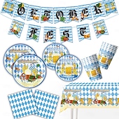 お買い得  イベントとパーティー用品-オクトーバーフェストのデコレーションキット、旗飾り、バイエルンのバナーペナント、ラテックスとホイルのバルーン、テーブルクロス、オクトーバーフェストビールパーティー用フォトブース小道具などのパーティー用品