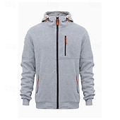 abordables sweats à capuche basiques pour hommes-Homme Sweat à capuche Sweat à capuche zippé intégral Noir Blanche Vin bleu marine Bleu Roi À capuche Uni Zip Up Avec Poches Sport &amp; Loisir Quotidien Fête Polyester Streetwear Basique Occasionnel