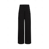 voordelige Effen katoenen linnen broek-Dames Grote maten Katoenen linnen broek Hoge taille Effen Kleur Trekkoord Breed Been Comfortabel Ademend Sneldrogend Micro-elastisch Zwart Wit Donker Marineblauw Blauw Zomer Lente Herfst Ruim Passend