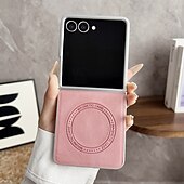abordables Coques Samsung-téléphone Coque Pour Samsung Galaxy Z Flip 7 Z Flip 6 Z Flip 5 Z Flip 4 Z Flip 3 Coque Arrière Magnétique Antichoc Rétro TPU faux cuir