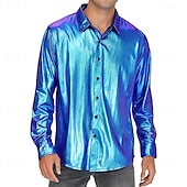economico Cime-Disco Anni &#039;80 Metallico Lucido Blusa / Camicia Mascherata Disco Tinta unica Per uomo Costume di Carnevale Mascherata Festa / Sera Parata dell&#039;Orgoglio Mese dell&#039;orgoglio Adulti Camicia