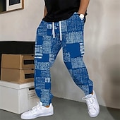 halpa miesten printtihousut-Miesten Paisley-kuvio Väripalikka Veryttelyhousut Jogger Housut Keskivyötärö Kiristysnyöri joustava vyötärö Etninen Vapaa-aika Lenkkeily Katuvaatteet Treeni Urheilulliset collegehousut taskuilla