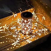 tanie zewnętrzne lampki choinkowe-Świąteczne solarne lampiony ważek ogrodowych wodoodporne metalowe lampy wiszące na patio trawniku ścieżce podjazdowej prezenrty np. dla kobiet matek babć