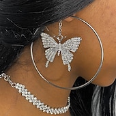 billige Øredobber-Dame Store Øreringer geometriske Sommerfugl Dyrebar Elegant Mote Kunstnerisk Fuskediamant øredobber Smykker Sølv Til Bryllup Fest Ferie 1 par