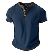 levne Ležérní tričko Henley-Pánské Tričko Henley Tričko Top Tričko ze směsi bavlny Krátký rukáv Barevné bloky Bez vzoru Retro Módní Designové Základní Kontrastní krajka Klínové rukávy Henley ulice Ležérní Běžné / Denní Léto