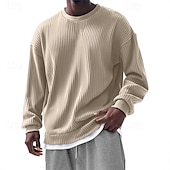 お買い得  ベーシックスウェットシャツ-男性用 スウェットシャツ アプリコット ピンク ルビーレッド ネイビーブルー グリーン クルーネック 平織り ジャカード リブ テクスチャード加工 ニットテクスチャ スポーツ 日常 祝日 ポリエステル ストリートファッション ベーシック カジュアル 春 秋 衣類 パーカー トレーナー 長袖