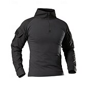 economico Cime-Per uomo Felpa con mezza zip Felpa militare Manica Lunga Collo alla coreana Top Esterno Traspirante Misto Cotone Mimetico Grigio scuro pitone nero Nero Viaggio Corsa