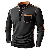 cheap Casual Henley Tee-Men&#039;s Waffle Henley Shirt Tee Long Sleeve Solid Color Plain Fashion Designer Casual Color Block Buttons Henley Outdoor Casual Daily Summer Fall Winter Black Navy Blue khaki Henley T-Shirt