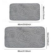 preiswerte Teppiche &amp; Matten &amp; Teppiche-Saugfähige Badematte mit Rosenprägung – rutschfester Badezimmerteppich, ultraweicher Komfort, gestricktes Polyester, leicht, waschbar, für Eingangsbereich oder Schlafzimmer, maschinenwaschbarer Teppich für den Innenbereich