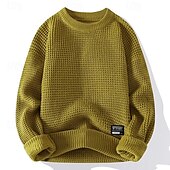 billige genser for menn-Herre Pullover genser Strikket genser Riflet Strikke Vanlige topper Strikket عادي Crew-hals Mote Grunnleggende Feriereise Dagligdagstøy Klær Høst Vinter Svart Hvit M L XL
