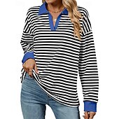 abordables Sudadera &amp; Sweatshirt-Mujer Sudadera tipo jersey Tops casuales Manga Larga Camiseta Ropa Deportiva Escote en Pico Protección Solar Resistente al Viento Al Aire Libre Ropa de deporte Ropa de Deporte Rayas Rosa oscuro Negro