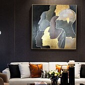 billiga Abstrakta målningar-handmålad oljemålning på duk väggkonst dekoration modern abstrakt modern dekorativ ansikte för heminredning sträckt ram hängande målning/rullad ramlös ouppspänd målning
