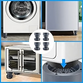 cheap Bathroom Gadgets-4 Pcs Height Adjustable Washing Machine Stand Anti Slip Furniture Base Riser Pads Shock Absorbing Feet for Refrigerator Washer Dryer Leveling Support Heavy Duty Stabilizer