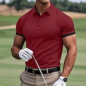economico Polo classica da uomo-Per uomo Polo Maglia da golf Casuale Sportivo Classico Manica Corta Essenziale Tinta unica Semplice Bottoni Davanti Estate Primavera Tutte le stagioni Vestibilità regolare Vinaccia Bianco Nero Blu