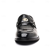 abordables Semi-formel-Mocassins en similicuir bordeaux pour homme, effet crocodile, avec boucle décorative en métal, pour hommes d&#039;affaires, événements formels et banquets