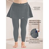 abordables Leggings lisos-Mujer Tallas Grandes pantalones Polainas Mallas De Deporte Longitud total Cintura Media Plano Bolsillos laterales 2 en 1 Confortable Levantamiento de tope Control de barriga Yoga Casual Diario Gris
