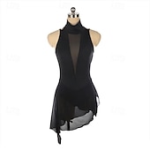 economico Abiti da Pattinaggio Artistico-Abito da pattinaggio artistico Per donna Ragazze Pattinaggio sul ghiaccio Vestito Nero Patchwork Foro per il pollice Rete Spandex Elasticizzato Allenamento Professionale Competizione Vestiti da