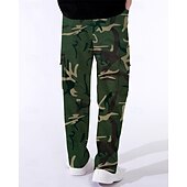 economico Pantaloni cargo-Per uomo Pantaloni Cargo Pantaloni Elastico in vita Coulisse Multi-tasche Semplice Mimetico Indossabile All&#039;aperto Quotidiano Campeggio &amp; Escursionismo Moda Classico Nero Verde militare