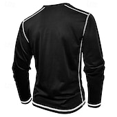 cheap Casual Henley Tee-Men&#039;s T Shirt Henley Shirt Henley Top Long Sleeve Solid Color Vintage Casual Contrast Stitching Henley Outdoor Causal Casual Spring Fall Spring &amp;  Fall Black White Gray Henley T-Shirt