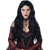 Long Curly Gothic Black Vampire Wig – Spooky Curly Hair for Halloween, Cosplay, Vampire Costumes, and Role Play Party Accessories3