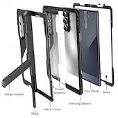 economico Cover Samsung-telefono Custodia Per Samsung Galaxy Piegatura a Z 7 Z Fold 6 Z Fold 5 Z Fold 4 Copertura Posteriore con Supporto Resistente agli urti Retrò Motivo Geometrico Armatura pet Lega di Alluminio Silicone