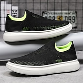 cheap Slip-On Casual Shoes-Men's Slip-On Knit Walking Sneakers – Lightweight Breathable Casual Shoes for Travel, Gym &amp; Daily Wear
