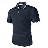  Herren Waffel-Poloshirts Polohemd aus Eisseide-Seersucker Lässig Arbeit Revers Kurzarm Basic Modern Texture Jacquard Knöpfe Sommer Normale Passform Weiß Waffel-Poloshirts
