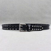 お買い得  メンズのベルト-男性用 ベルト 自動バックル クイックリリース 真皮 合金 パンク 耐久 調整可能 スカル ブラック アウトドア 日常 ウエストベルト