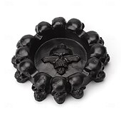 お買い得  ハロウィンの吊るし飾りとテーブルトップ装飾-ハロウィン スカル オーナメント クリエイティブ ラウンド マルチ スカル 灰皿 ホーム バー KTV デスクトップ装飾 樹脂製 灰皿 ユニーク ゴシック パーティー 喫煙アクセサリー