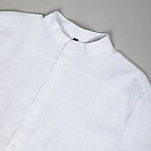 economico Strada-Per uomo Camicia Camicia di lino Camicia con colletto alla coreana Camicia Estiva Abbigliamento da spiaggia Camicia con Bottoni Semplice Vacanza Casuale Nero Bianco Arancione Grigio Manica Corta