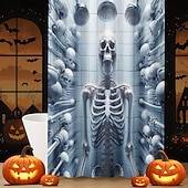 levne Halloween koupel-Halloweenský sprchový závěs s háčky, polyesterový, pratelný, voděodolný, vzorovaný, koupelnová vana, dekorace