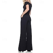 abordables pierna ancha y cintura alta-Mujer Perneras anchas Pantalones Pantalones palazzo Moda Ropa de calle Longitud total Alta cintura Plano Cintura elástica Transpirabilidad Cómodo Calle Ropa Cotidiana Noche Negro Blanco Rojo Azul