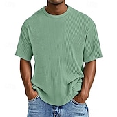 abordables T-shirt en tricot gaufré-Homme T-shirt Chemise à manches courtes Manche Courte Col ras du cou Été Uni Mode Designer Basique Jacquard Vacances Rue Sortir Abricot Noir Blanche T-shirt haut de gamme pour homme