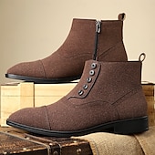 cheap Ankle Boots-Men&#039;s Beige Lace-Up Ankle Boots with Round Toe and Classic Stitching, Vintage Business-Casual Footwear for Office, Urban Walking and Smart Daily Outfits