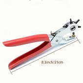 cheap DIY Art-1pc Heavy-Duty Faux Leather Belt Hole Punch Pliers  Rotary Steel Hand Tool with Red Rubberized Grip for Belts Sewing Projects &amp; Crafting  Perfect Gift for DIY Enthusiasts Faux Leather Hole Punch