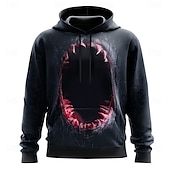 economico Gotico &amp; Teschio-Halloween Per uomo 3D Bocca Felpe con cappuccio Felpa Felpa con cappuccio Felpa con cappuccio Girocollo Punk Stampa 3D Club Abbigliamento casual alla moda Nero Grigio Coulisse Autunno Inverno