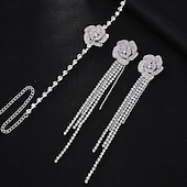 abordables Parures de Bijoux-un parure de bijoux de mariée 2 Diamant Imitation 1 Collier Boucles d&#039;oreilles Femmes Élégant Mode Luxe Adorable Superposé Amour Précieux Parure de Bijoux Pour Mariage Tenue de soirée Cadeau