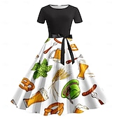 baratos Vestuário Gráfico-Vestidos Bávaro Munique Alemão Alpino Arte Gráfica para Mulheres Adulto Impressão 3D  para Carnaval Cerveja Oktoberfest Festa
